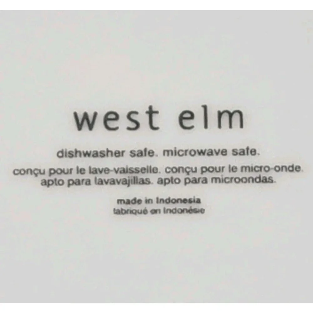 West Elm Organic Shaped White Porcelain 11-1/4” Dinner Plate Set of 4 Wave Curve
